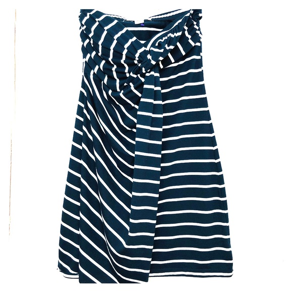 Derek Heart Dresses & Skirts - Navy & White Stripe Strapless Summer Dress
